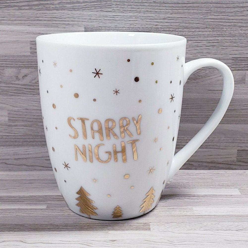 Saxon Chocolates Christmas Holiday "Starry Night" 10 oz. Coffee Mug Cup White